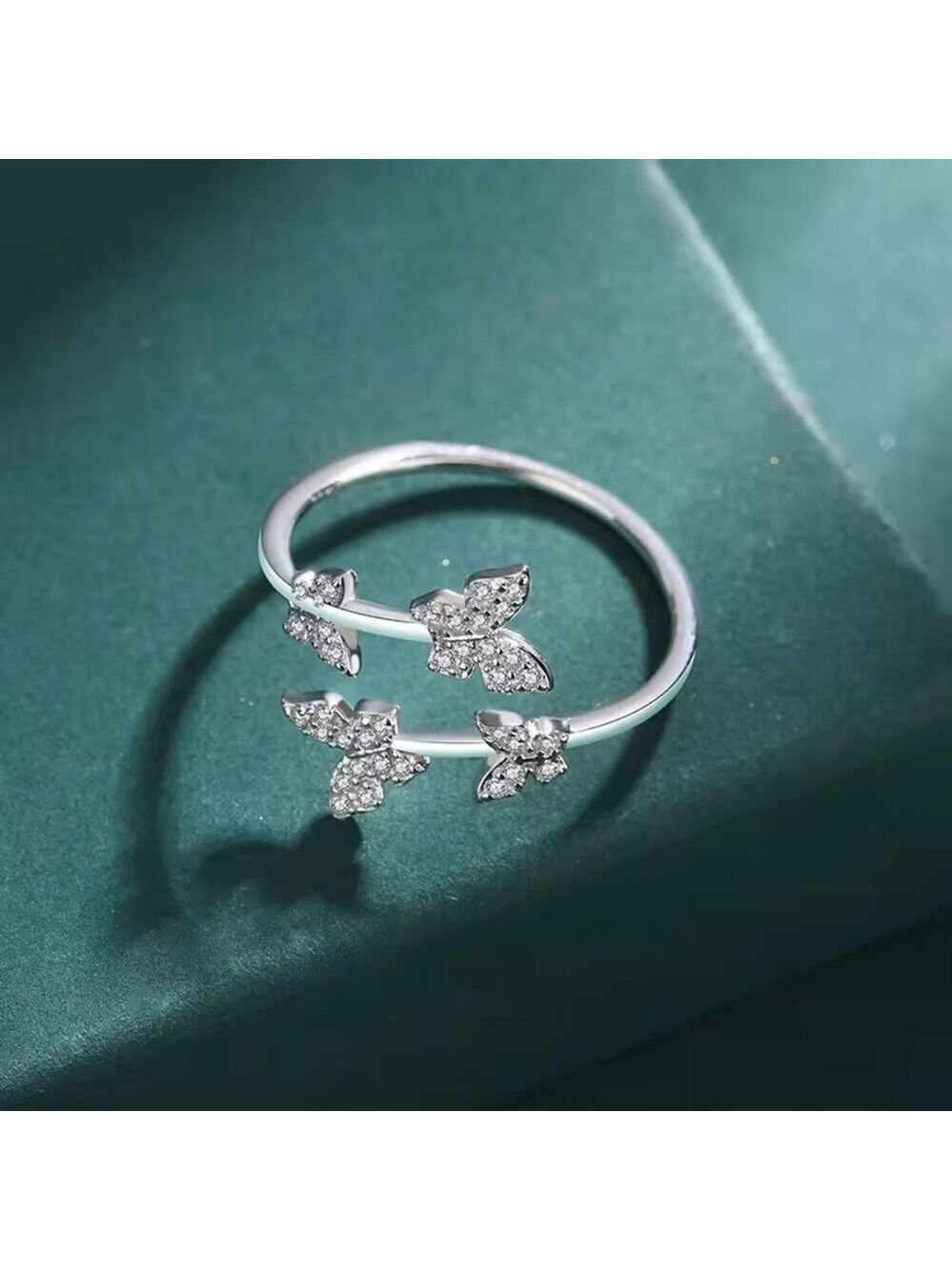 Four Butterflies adjustable open ring 925 Sterling Silver - Picture 6 of 7
